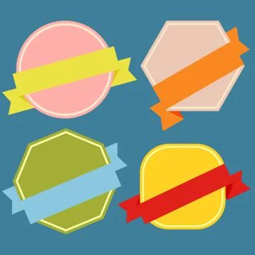 Set of Vector Badges with Ribbons. Illustrazione stock
