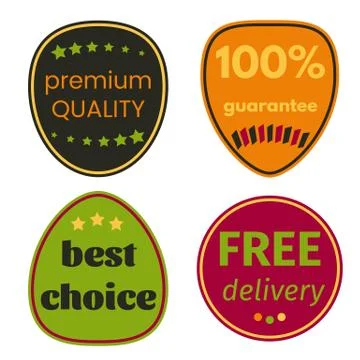 Set of Vector Badges with Ribbons Stock Illustration