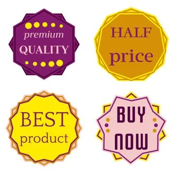 Set of Vector Badges with Ribbons Stock Illustration