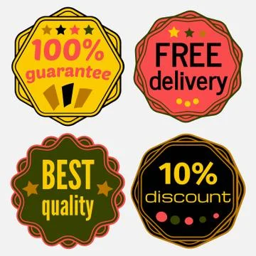 Set of Vector Badges with Ribbons Stock Illustration