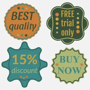 Set of Vector Badges with Ribbons Stock Illustration