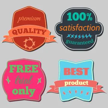 Set of Vector Badges with Ribbons Stock Illustration