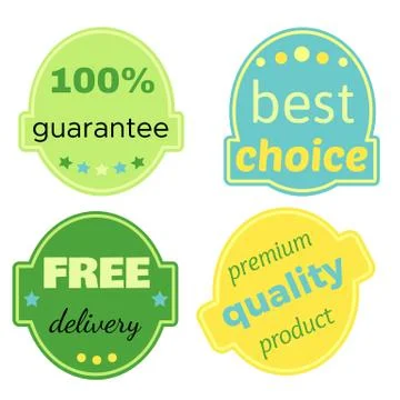 Set of Vector Badges with Ribbons Stock Illustration