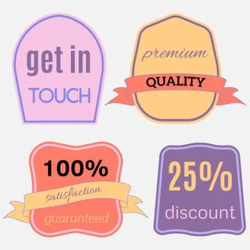 Set of Vector Badges with Ribbons Stock Illustration