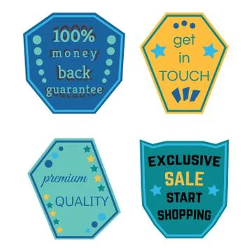 Set of Vector Badges with Ribbons Stock Illustration