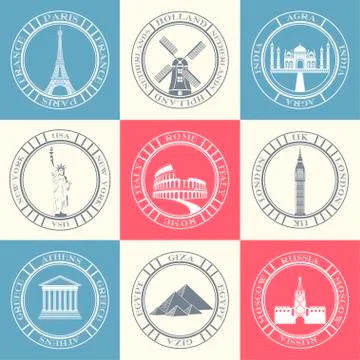 Set Vector Badges of Travel Grats Stockgrafik
