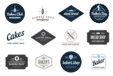 Set of Vector Bakery Pastry Elements and Bread Icons Illustration can be used イラスト素材