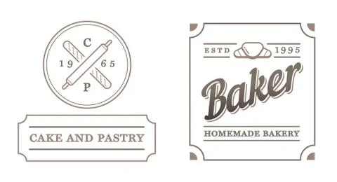 Set of Vector Bakery Pastry Elements and Bread Icons Illustration can be used Illustrazione stock