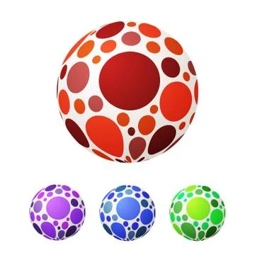 Set of vector ball with colored circles. Bright balloons, red, b Stock Illustration