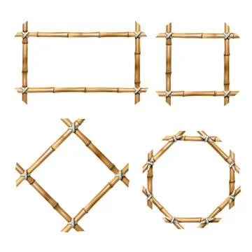 Set of vector bamboo frames 스톡 일러스트