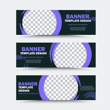 Set of vector banner templates in black and blue. Stock Illustration