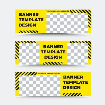 Set of vector banner templates in black and yellow Stock Illustration