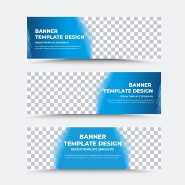 Set of vector banner templates in blue. Stock Illustration
