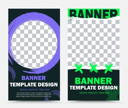 Set of vector banner templates in blue green black Stock Illustration