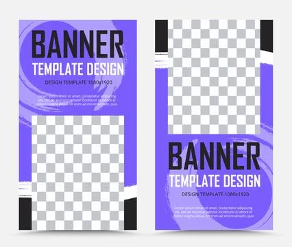 Set of vector banner templates in blue black Stock Illustration