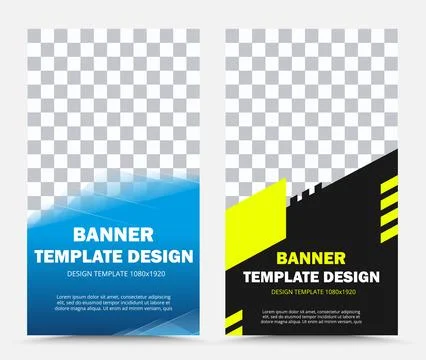Set of vector banner templates in blue black yellow Stock Illustration