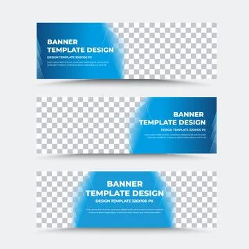 Set of vector banner templates. Design template 320x100 px in blue Stock Illustration