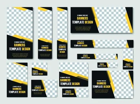 A set of vector banner templates of different sizes and orientations. Stock Illustration