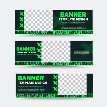 Set of vector banner templates in green and black. Stock Illustration
