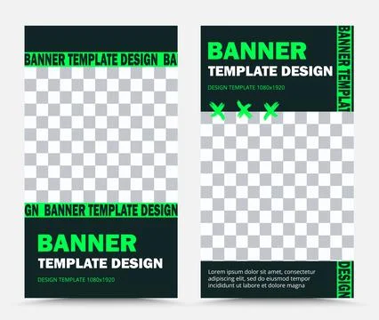 Set of vector banner templates in green black Stock Illustration