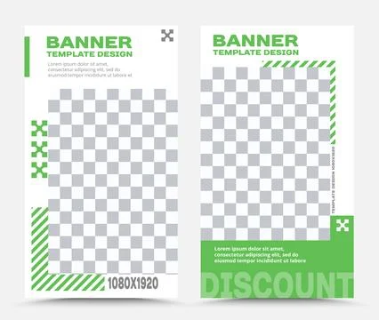 Set of vector banner templates in green Stock Illustration