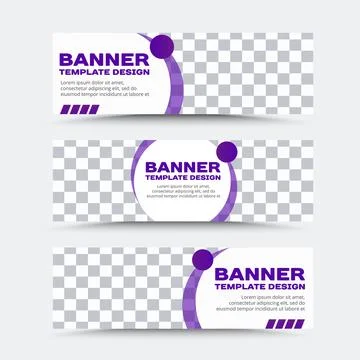 Set of vector banner templates in lilac and white Stock Illustration