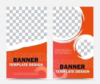 Set of vector banner templates in orange Stock Illustration