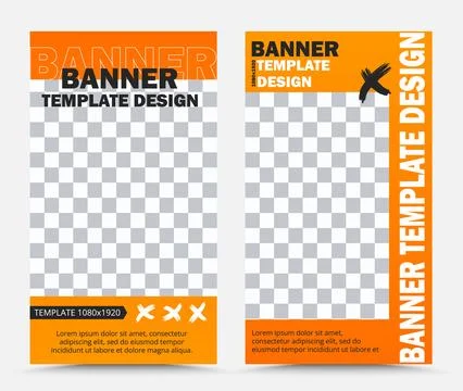 Set of vector banner templates in orange Stock Illustration