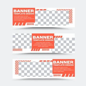 Set of vector banner templates in orange Stock Illustration
