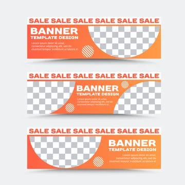 Set of vector banner templates in orange and white Stock Illustration