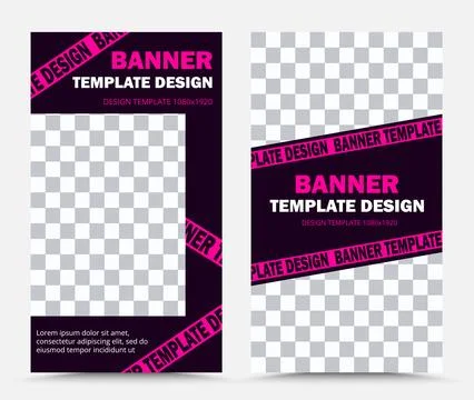Set of vector banner templates in pink Stock Illustration