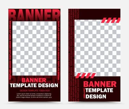 Set of vector banner templates in red black Stock Illustration