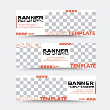 Set of vector banner templates in white black orange Stock Illustration