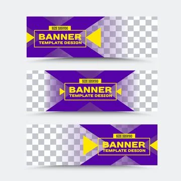 Set of vector banner templates in yellow lilac Stock Illustration
