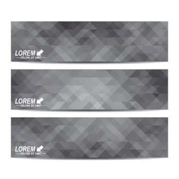 Set of vector banners. Background with black triangles. Web banners, card, vip Stock Illustration