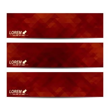 Set of vector banners. Background with dark red triangles. Web banners, card Stock Illustration