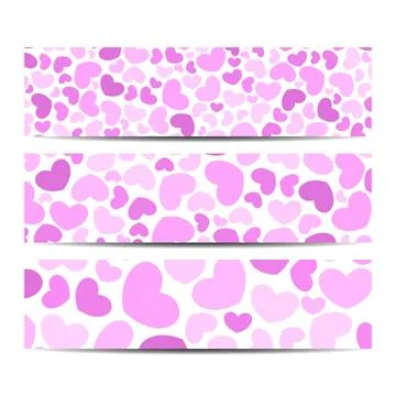 Set of vector banners. Background with hearts . Web banners, card, vip Stock Illustration