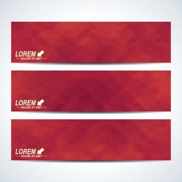 Set of vector banners. Background with red triangles. Web banners, card, vip Illustrazione stock