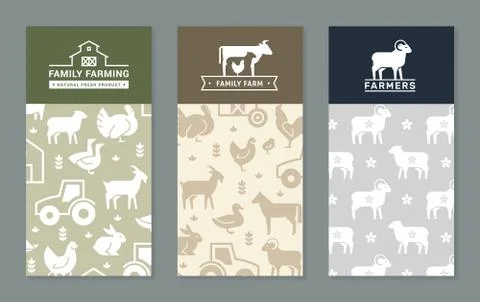 Set of vector banners with backgrounds on rural themes, farm backgrounds, family Stock Illustration
