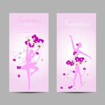 Set of vector banners with ballerinas Stock Illustration
