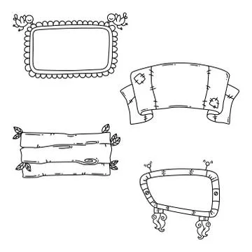 Set of vector banners in cartoon style. Stock Illustration