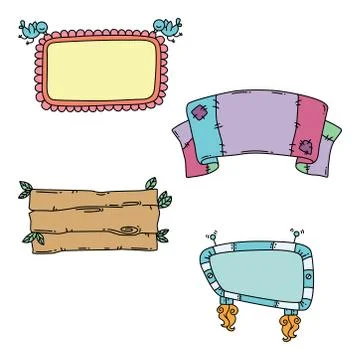 Set of vector banners in cartoon style. Stock Illustration