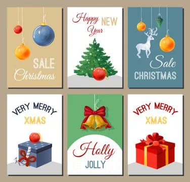 Set of vector banners for Christmas sales promotions. Stock Illustration