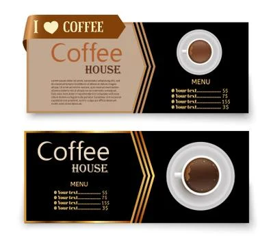 Set of vector banners with coffee. Stock Illustration