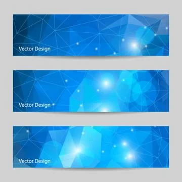 A set of vector banners with polygonal background Stock Illustration