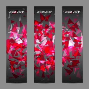 Set of vector banners with polygonal background Stock Illustration