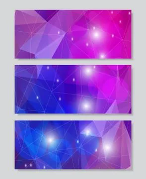 Set of vector banners with polygonal background Stock Illustration