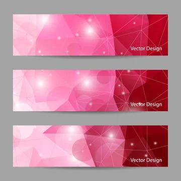 Set of vector banners with polygonal background Stock Illustration