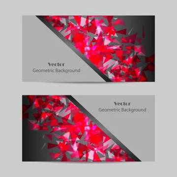 Set of vector banners with polygonal background Stock Illustration