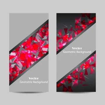 Set of vector banners with polygonal background Illustrazione stock